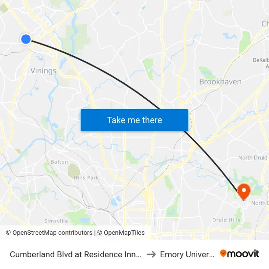Cumberland Blvd at Residence Inn Loop to Emory University map