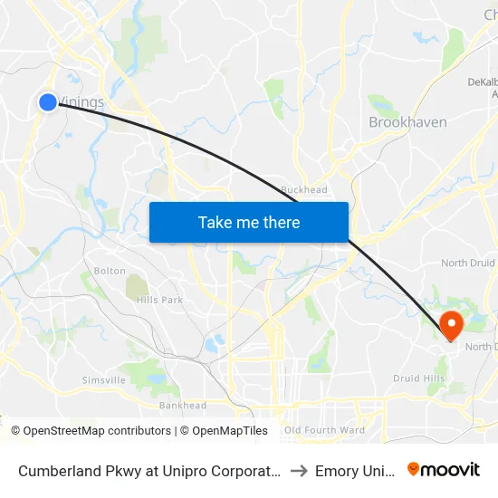 Cumberland Pkwy at Unipro Corporate Office / Kaise to Emory University map
