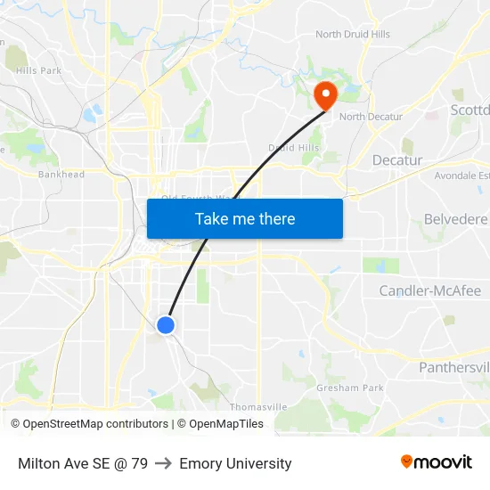 Milton Ave SE @ 79 to Emory University map
