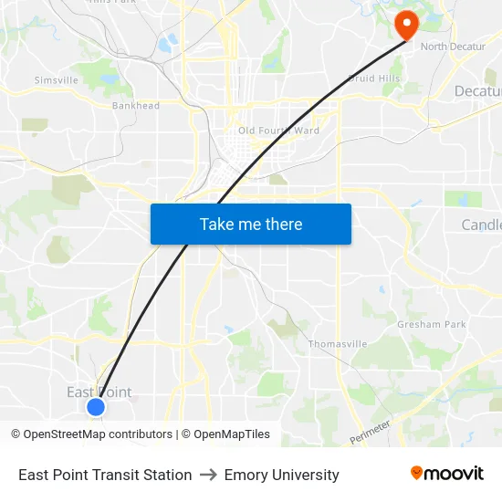 East Point Transit Station to Emory University map