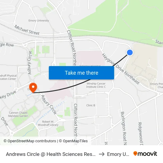 Andrews Circle @ Health Sciences Research Bldg (Southbound) to Emory University map