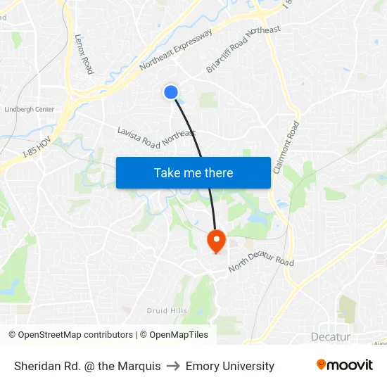Sheridan Rd. @ the Marquis to Emory University map