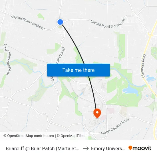 Briarcliff @ Briar Patch (Marta Stop) to Emory University map