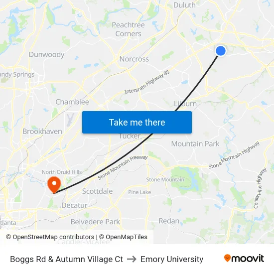 Boggs Rd & Autumn Village Ct to Emory University map