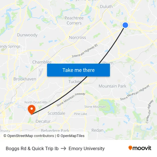 Boggs Rd & Quick Trip Ib to Emory University map
