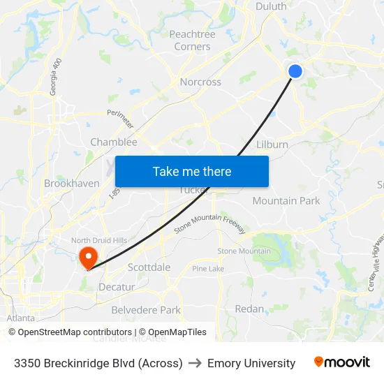 3350 Breckinridge Blvd (Across) to Emory University map