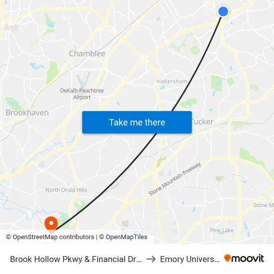 Brook Hollow Pkwy & Financial Dr Ob to Emory University map