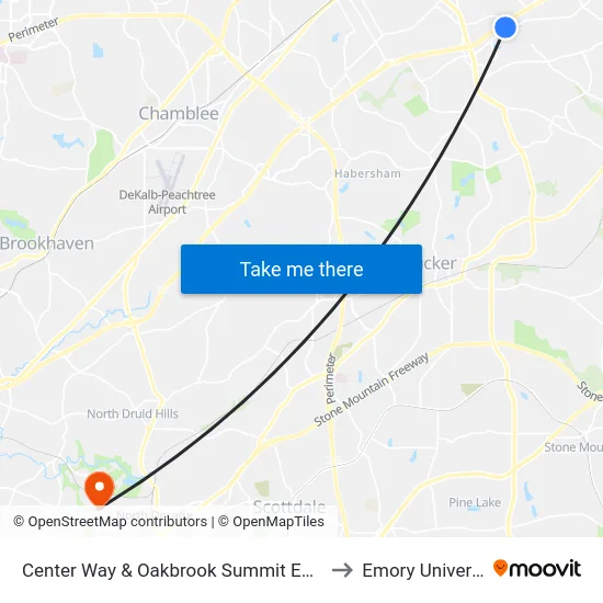 Center Way & Oakbrook Summit Entrance to Emory University map