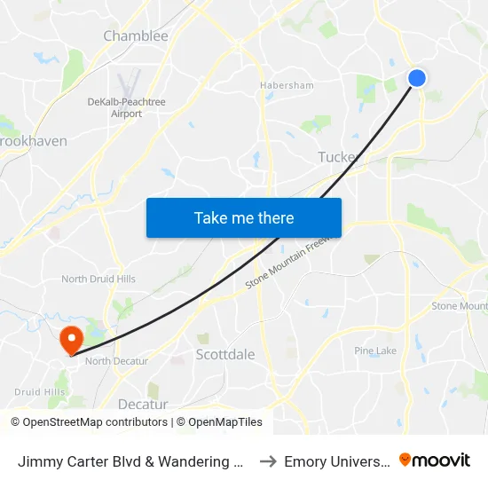 Jimmy Carter Blvd & Wandering Way to Emory University map