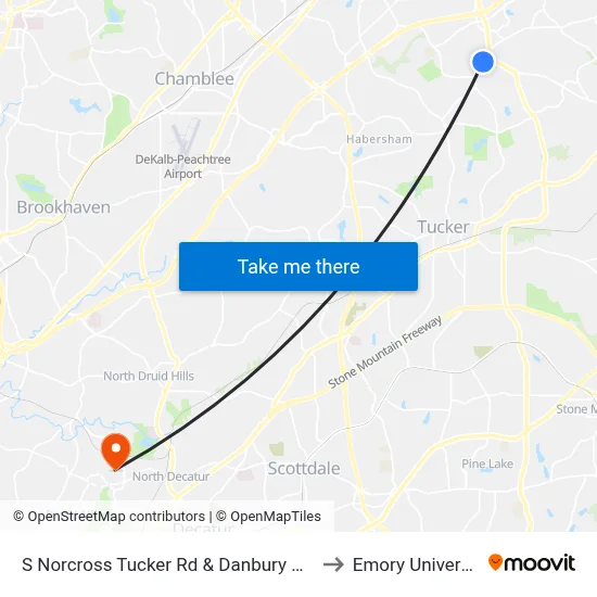 S Norcross Tucker Rd & Danbury Dr Ob to Emory University map