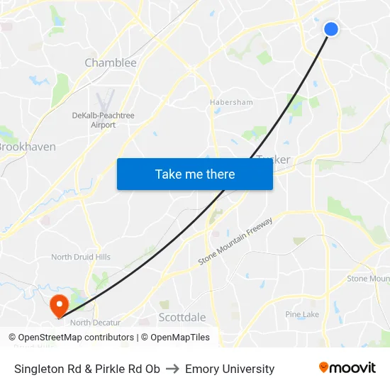 Singleton Rd & Pirkle Rd Ob to Emory University map