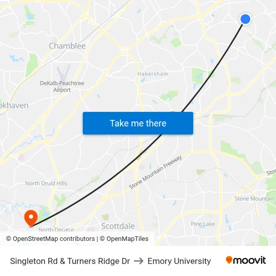 Singleton Rd & Turners Ridge Dr to Emory University map