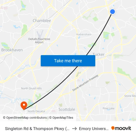 Singleton Rd & Thompson Pkwy (Qt) to Emory University map