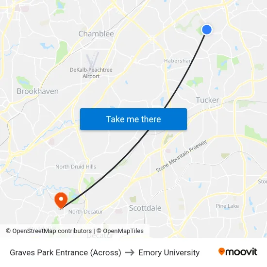 Graves Park Entrance (Across) to Emory University map