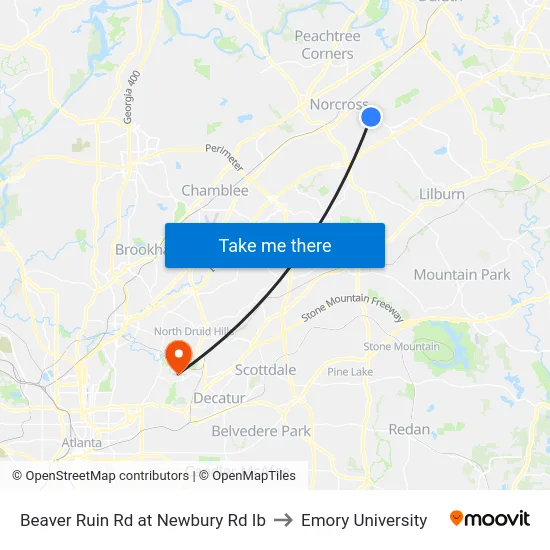 Beaver Ruin Rd at Newbury Rd Ib to Emory University map