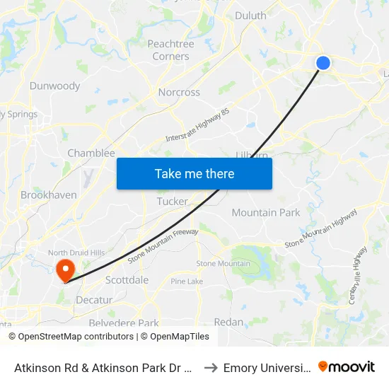 Atkinson Rd & Atkinson Park Dr Ob to Emory University map