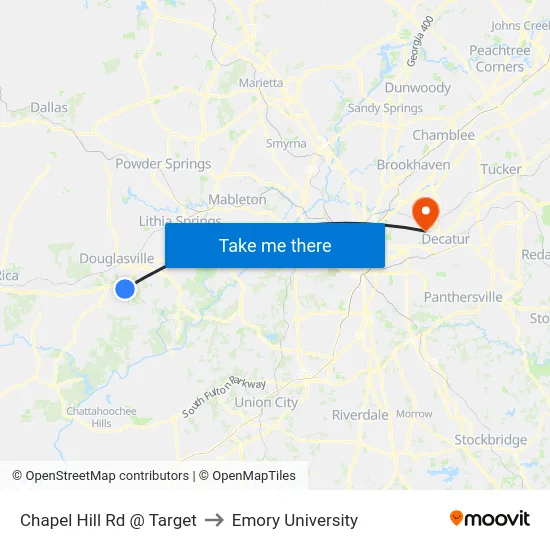 Chapel Hill Rd @ Target to Emory University map