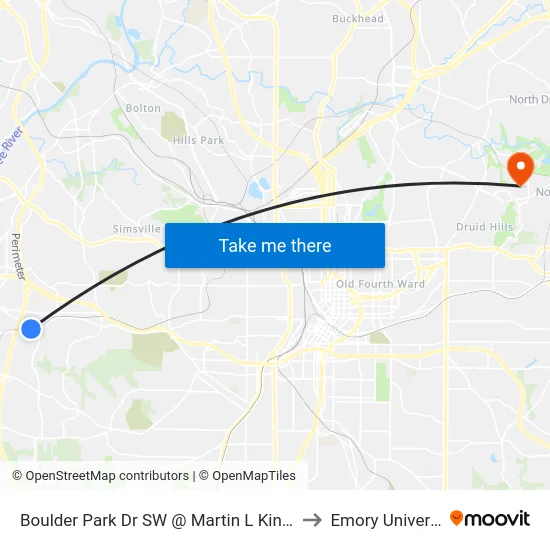Boulder Park Dr SW @ Martin L King Jr Dr to Emory University map