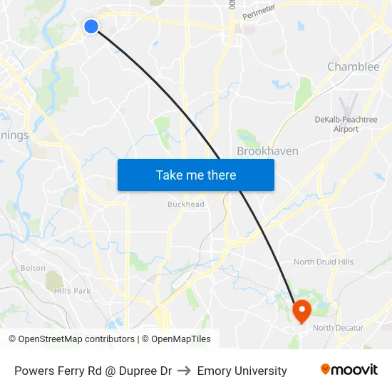Powers Ferry Rd @ Dupree Dr to Emory University map