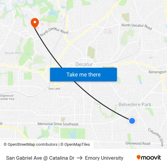 San Gabriel Ave @ Catalina Dr to Emory University map