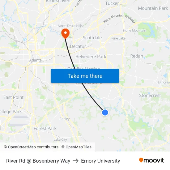 River Rd @ Bosenberry Way to Emory University map