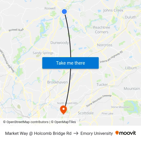 Market Way @ Holcomb Bridge Rd to Emory University map