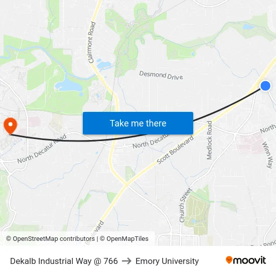Dekalb Industrial Way @ 766 to Emory University map