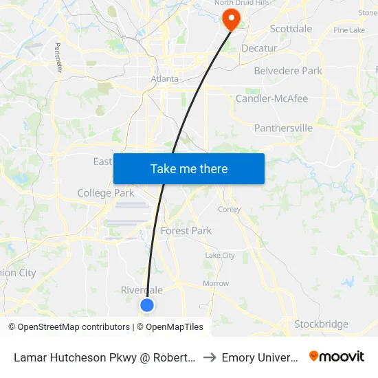 Lamar Hutcheson Pkwy @ Roberts Dr to Emory University map