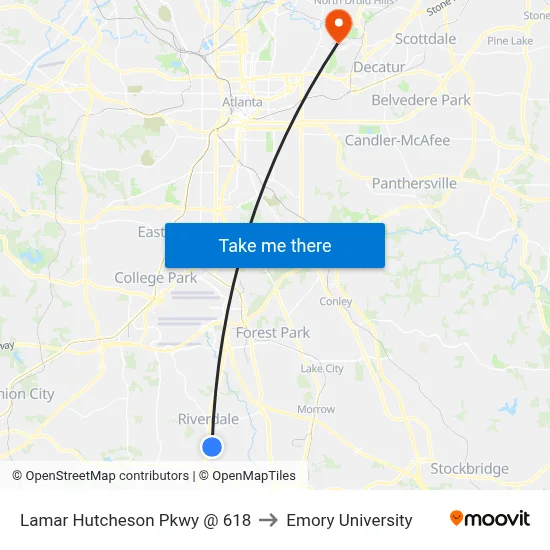 Lamar Hutcheson Pkwy @ 618 to Emory University map