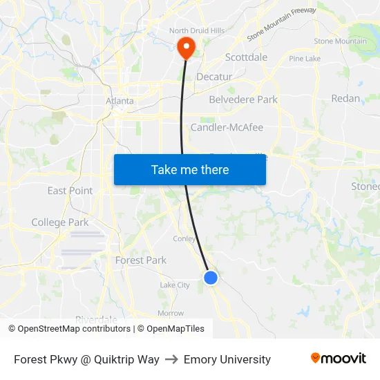Forest Pkwy @ Quiktrip Way to Emory University map