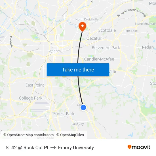 Sr 42 @ Rock Cut Pl to Emory University map