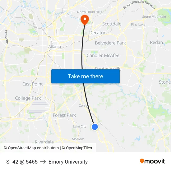 Sr 42 @ 5465 to Emory University map
