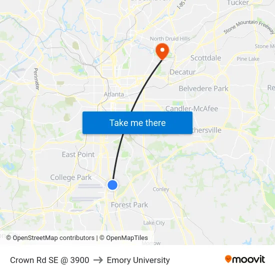 Crown Rd SE @ 3900 to Emory University map