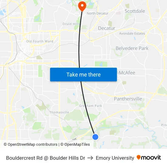 Bouldercrest Rd @ Boulder Hills Dr to Emory University map
