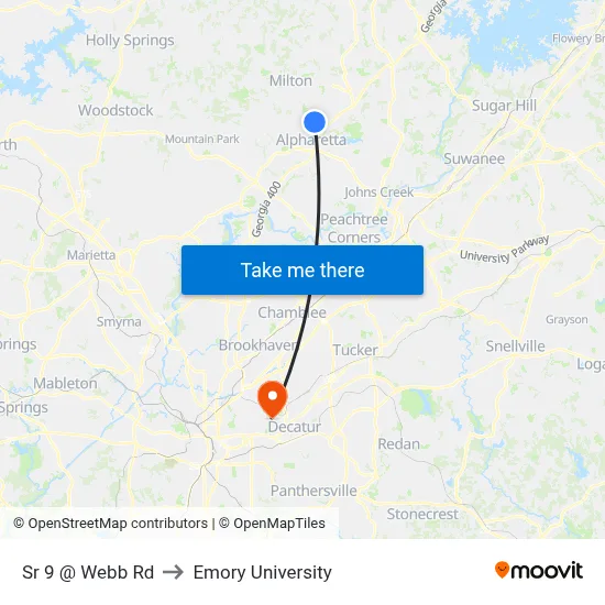 Sr 9 @ Webb Rd to Emory University map