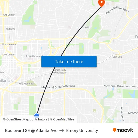 Boulevard SE @ Atlanta Ave to Emory University map