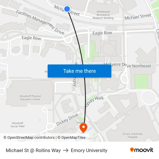 Michael St @ Rollins Way to Emory University map