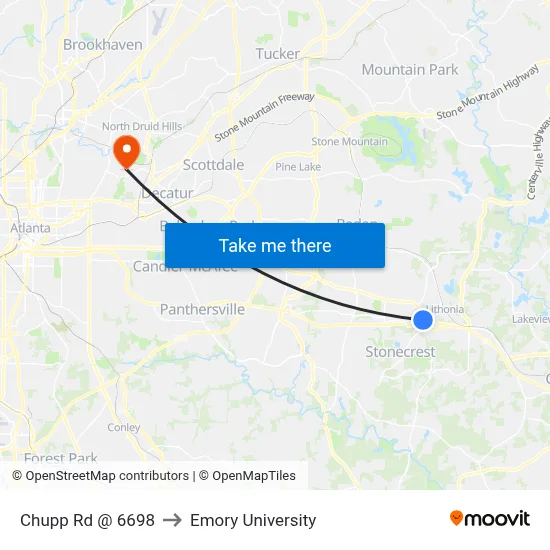 Chupp Rd @ 6698 to Emory University map