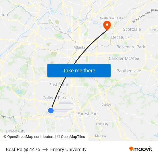 Best Rd @ 4475 to Emory University map