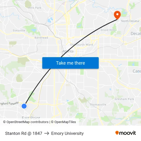 Stanton Rd @ 1847 to Emory University map
