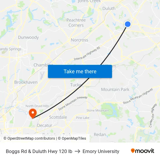 Boggs Rd & Duluth Hwy 120 Ib to Emory University map