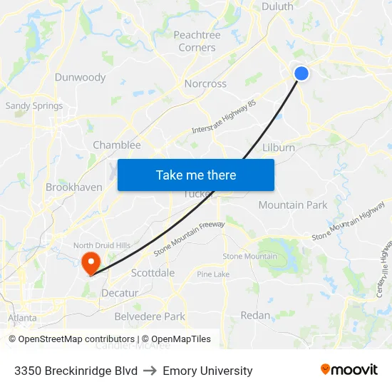 3350 Breckinridge Blvd to Emory University map
