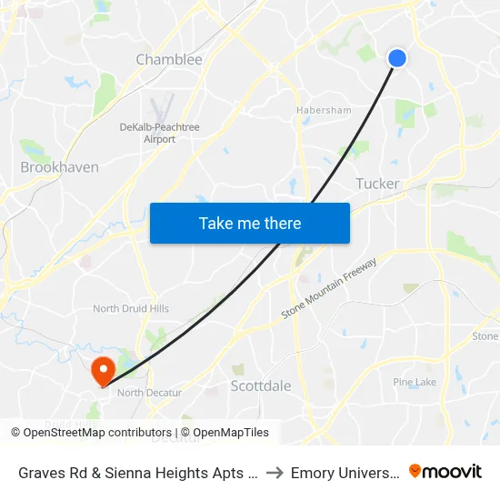 Graves Rd & Sienna Heights Apts Ob to Emory University map