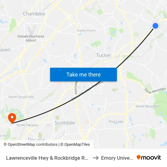Lawrenceville Hwy & Rockbridge Rd (Walgr to Emory University map