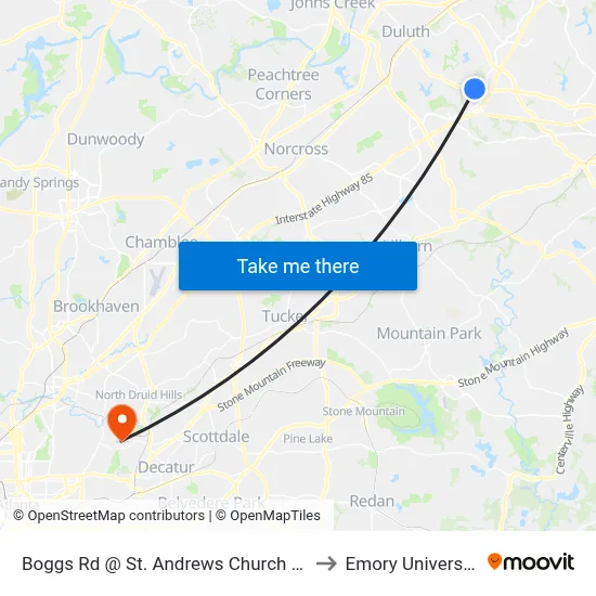 Boggs Rd @ St. Andrews Church Ob to Emory University map