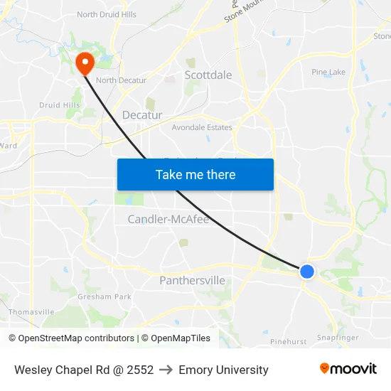 Wesley Chapel Rd @ 2552 to Emory University map