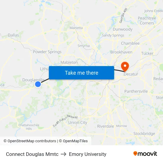 Connect Douglas Mmtc to Emory University map
