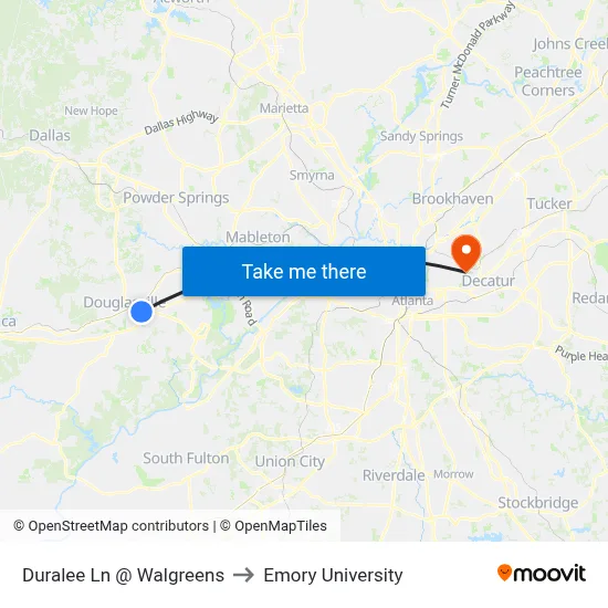 Duralee Ln @ Walgreens to Emory University map