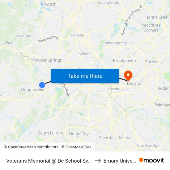 Veterans Memorial @ Dc School System Ob to Emory University map