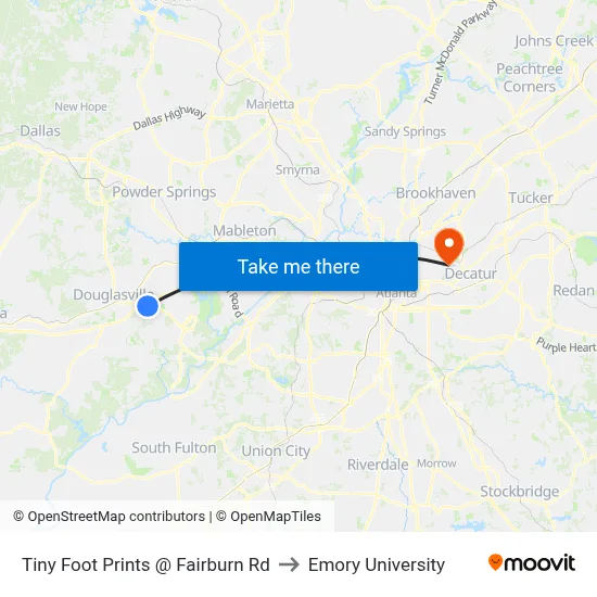 Tiny Foot Prints @ Fairburn Rd to Emory University map
